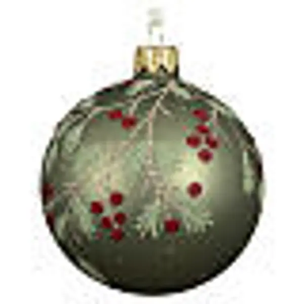 Boule de Noël en verre collection Bosco avec branches et baies rouges coloris assortis 8 cm