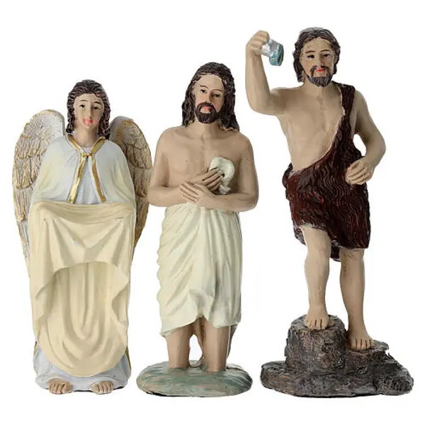 Ensemble Baptême de Jésus 10 cm résine peinte crèche de Pâques