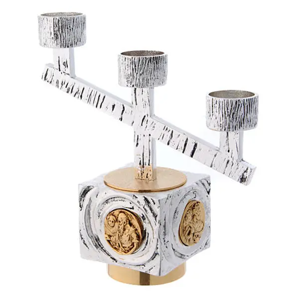 Chandelier laiton moulé 3 bagues h 21 cm bague centrale