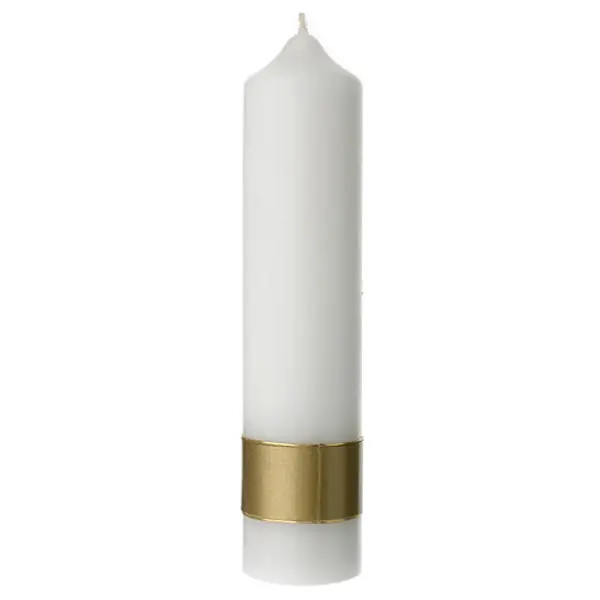 Bougie croix alliances coeurs rouges 265x60 mm