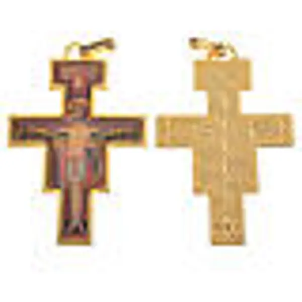 Croix Saint Damien doré avec image