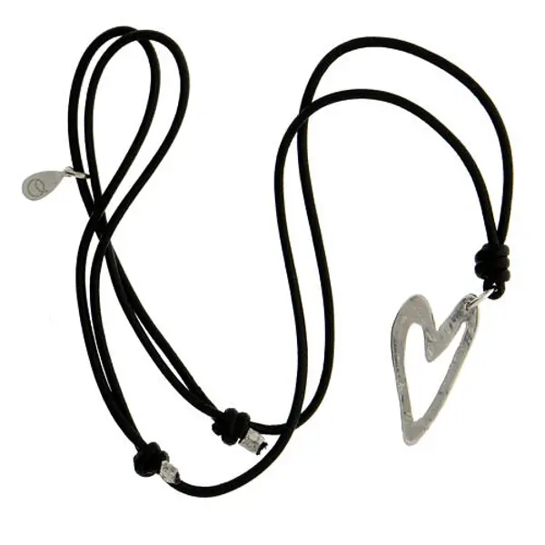 Collier en corde avec coeur argent 925 HOLYART