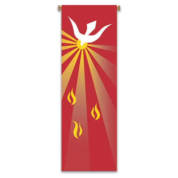 Bannière Slabbinck rouge colombe Saint-Esprit 300x100 cm