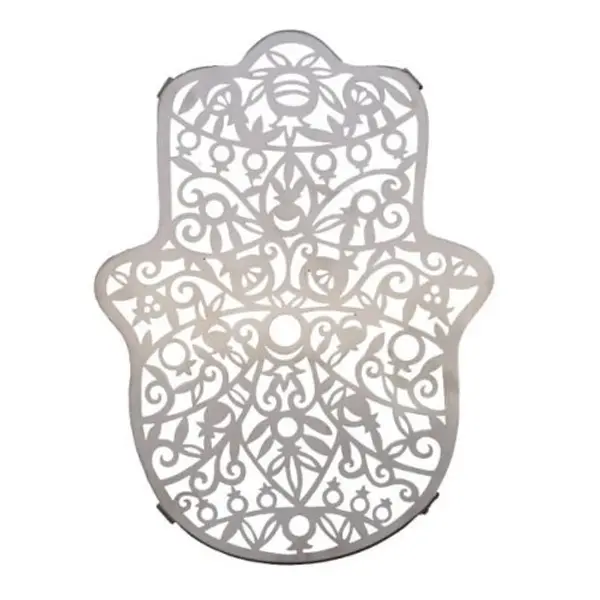 Dessous de plat en acier inoxydable Yair Emanuel en forme de Hamsa - Motif grenade