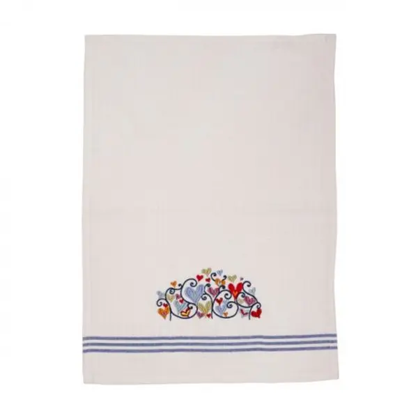 Serviette Netilat Yadayim Yair Emanuel, motif cœurs colorés brodés