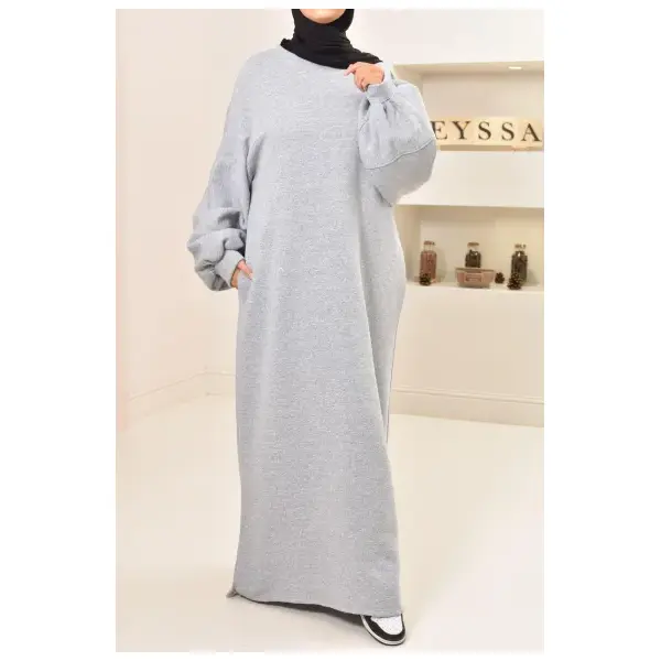 Robe pull sweat Gris Chiné Clair DAHLAM