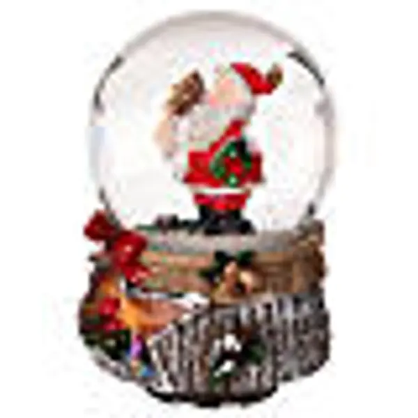 Boule à neige verre Père Noël boîte à musique pivotante 15x10x10 cm