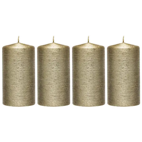 Bougies de Noël dorées effet satiné 4 pcs 130x70 mm