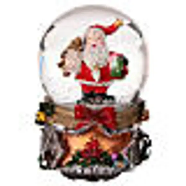 Boule à neige verre Père Noël boîte à musique pivotante 15x10x10 cm