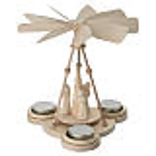 Pyramide de Noël 3 anges en prière bois d'érable naturel Val Gardena 20x15 cm