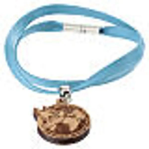 Bracelet bleu Monastère des Clarisses Pape Léon XIV colombe de la paix en bois d'olivier