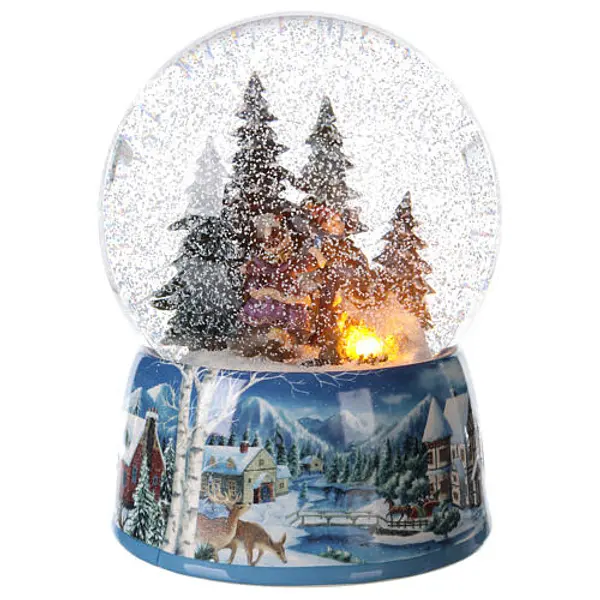 Boule à neige bonhomme de neige et enfants boîte musicale 20x15x15 cm