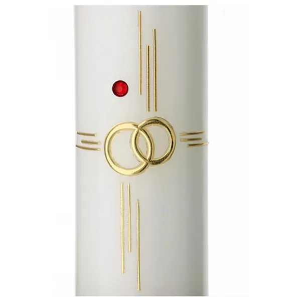 Bougie croix alliances coeurs rouges 265x60 mm