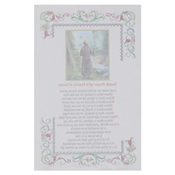 Parchemin décoratif Saint François avec bordure ornementale 15x10 cm ANGLAIS