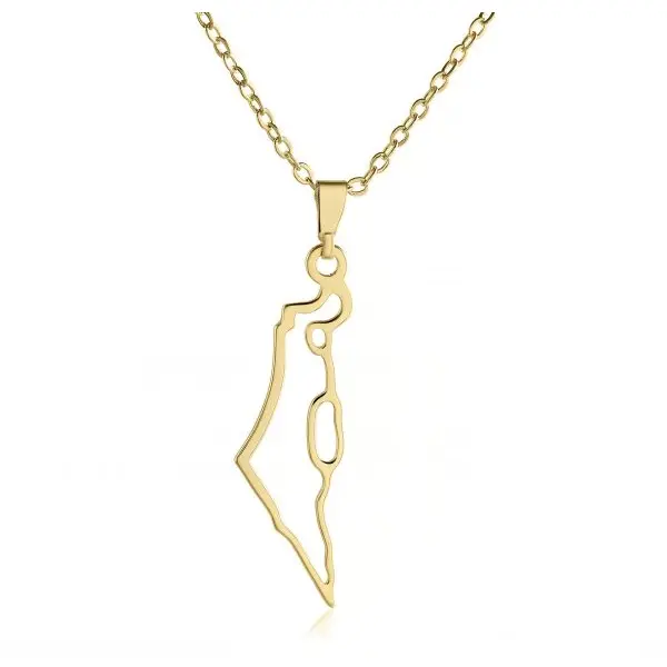 Collier carte d'Israël en goldfield