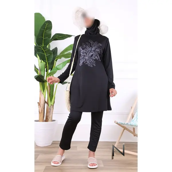 Burkini BK109 imprimé fleurs et feuilles