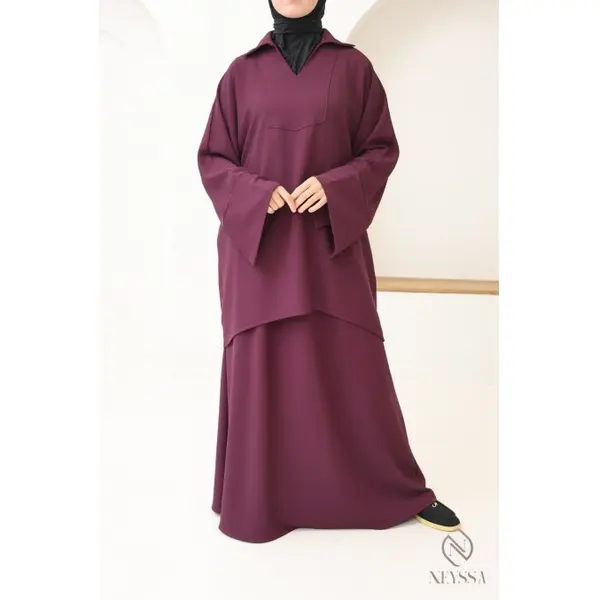 Ensemble Blouse jupe Charm prune