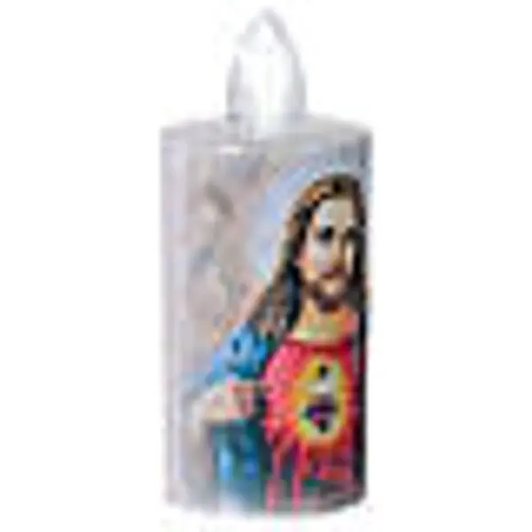Bougie blanche jetable Sacré-Cœur de Jésus lumière blanche fixe 60 jours