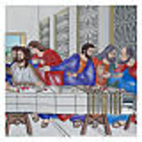 Tableau Cène coloré bilaminé bois 46x91 cm