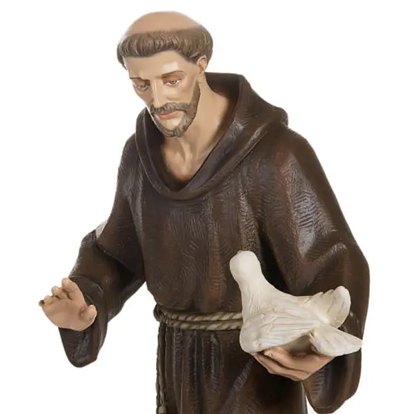 Saint François aux colombes marbre 80cm peint