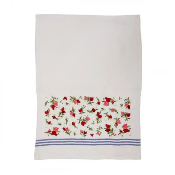 Serviette Netilat Yadayim Yair Emanuel, petites grenades brodées - Rose et rouge