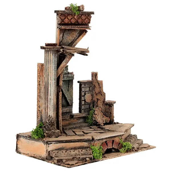 Temple en ruine 20x15x25 cm crèche napolitaine 6-8 cm