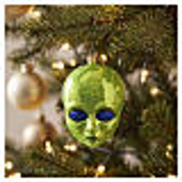 Tête d'alien en verre soufflé pour sapin de Noël