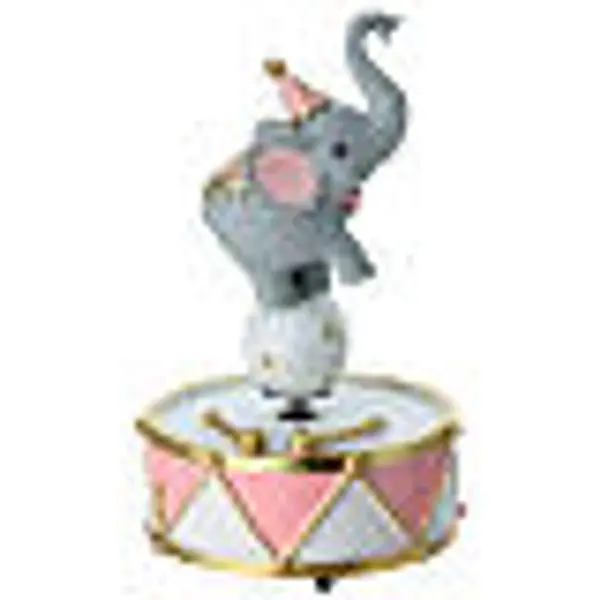 Boîte à musique souvenir avec éléphant de cirque rose 17 cm
