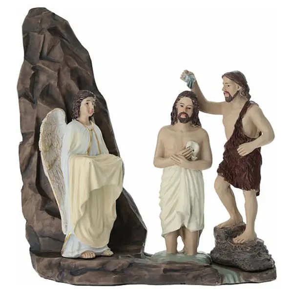 Ensemble Baptême de Jésus 10 cm résine peinte crèche de Pâques