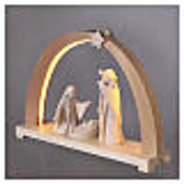 Arc de Noël bois Val Gardena naturel Nativité h crèche 18 cm