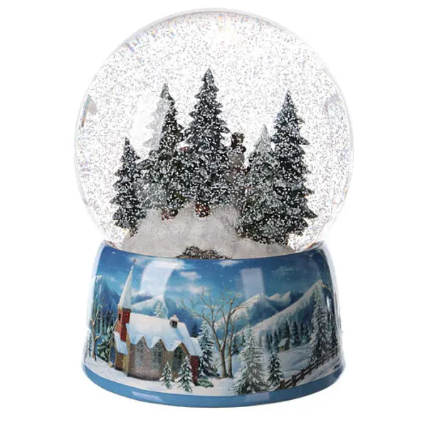 Boule à neige bonhomme de neige et enfants boîte musicale 20x15x15 cm