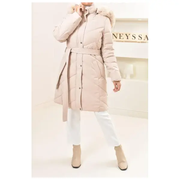 Doudoune femme longue Beige AMBER