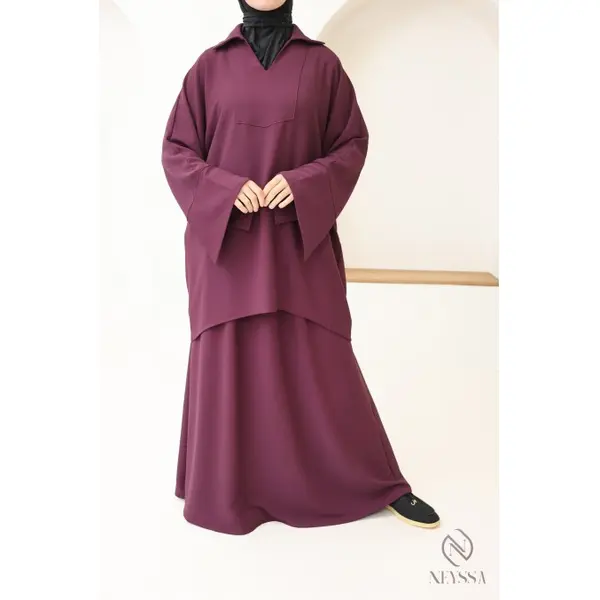Ensemble Blouse jupe Charm prune