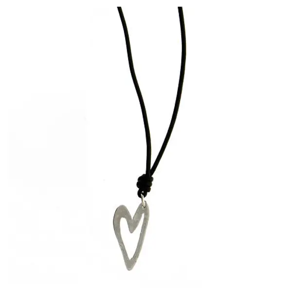 Collier en corde avec coeur argent 925 HOLYART
