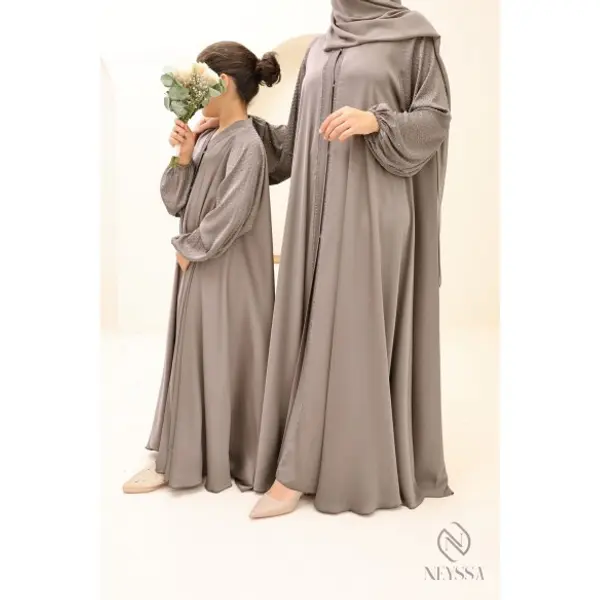 Abaya Dubaï mère ou fille Hind Taupe