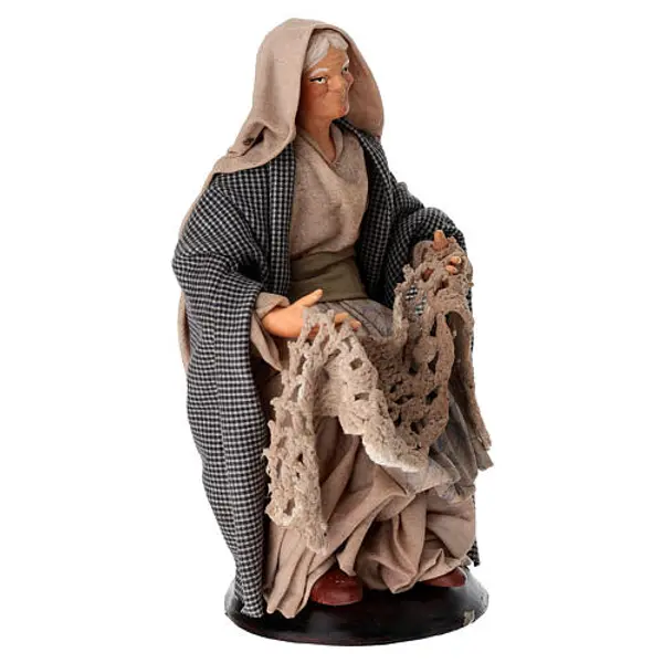 Vieille femme qui file 18 cm terre cuite crèche napolitaine